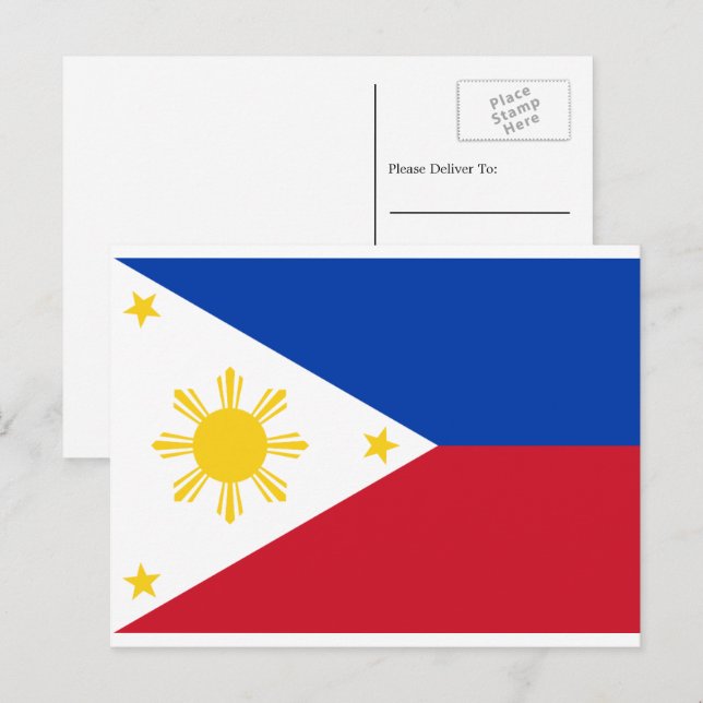 Carte Postale Drapeau philippin, Drapeau des Philippines (Devant / Derrière)