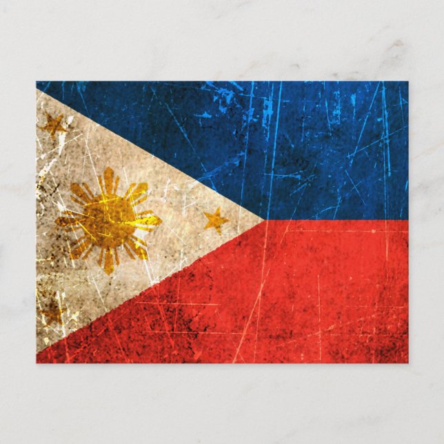 Carte Postale Drapeau philippin Vintage rayé et usé (Devant)