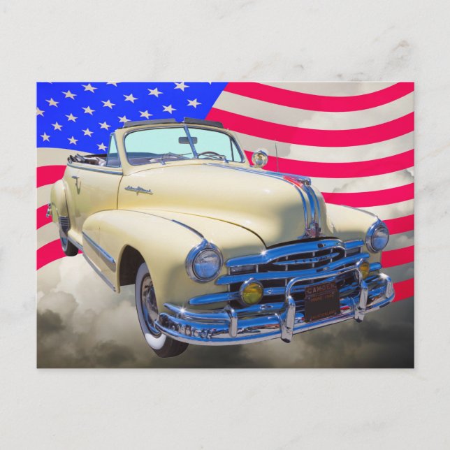 Carte Postale Drapeau Pontiac Silver Streak Et États-Unis 1948 (Devant)