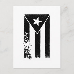 Carte Postale Drapeau Porto Ricain Noir et Blanc Résistance