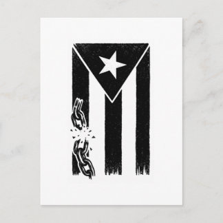 Carte Postale Drapeau Porto Ricain Noir et Blanc Résistance
