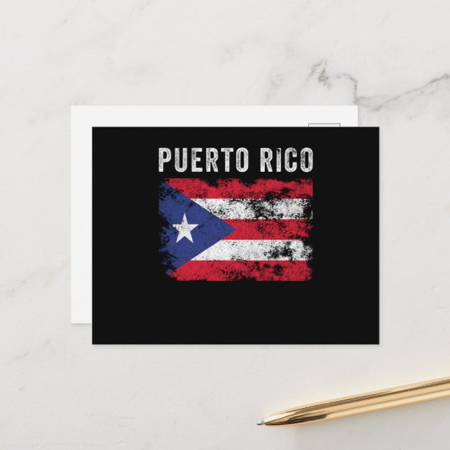 Carte Postale Drapeau Porto Rico désorganisé (Devant/Arrière en situation)