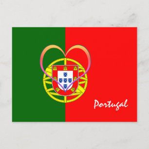 Carte Postale Drapeau portugais & Coeur - Portugal /fans sportif