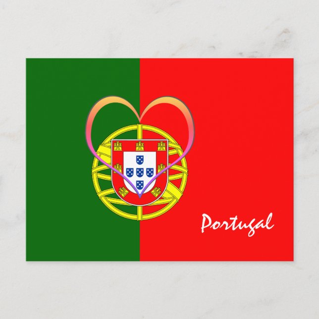 Carte Postale Drapeau portugais & Coeur - Portugal /fans sportif (Devant)