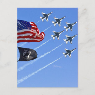 Carte Postale Drapeau POW MIA avec vieille gloire & Thunderbirds
