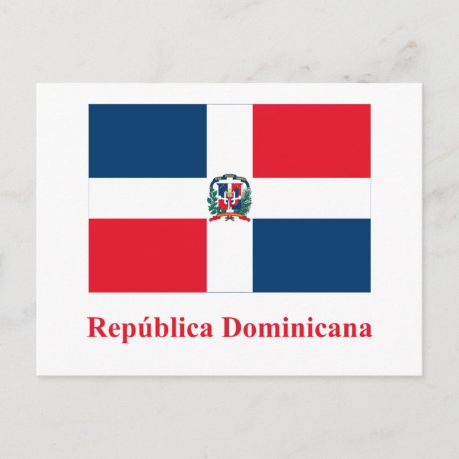 Carte Postale Drapeau République Dominicaine avec nom en espagno (Devant)