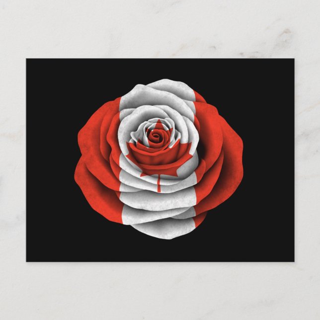 Carte Postale Drapeau Rose canadien sur noir (Devant)