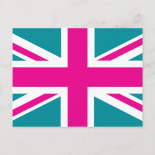 Carte Postale Drapeau rose de choc Union Jack British (UK)