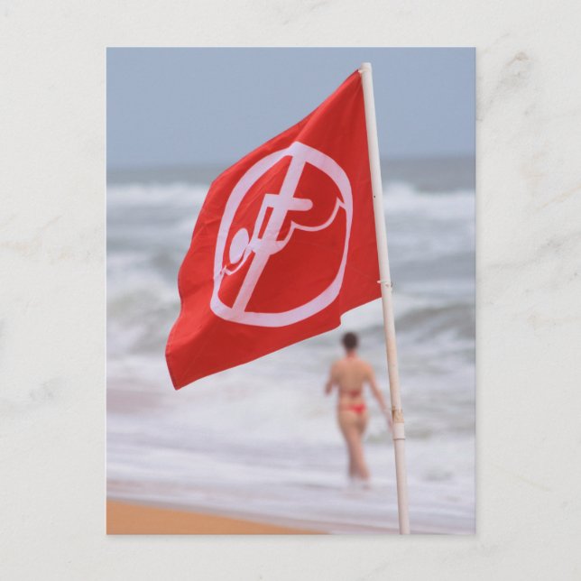 Carte Postale Drapeau rouge sur la plage — Floride (Devant)