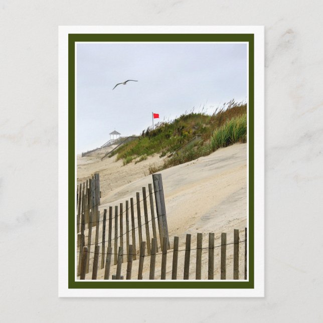 Carte Postale Drapeau rouge sur les dunes (Devant)