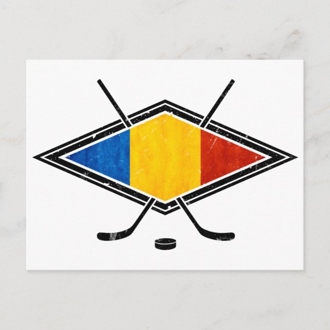 Carte Postale Drapeau roumain de hockey sur glace (Devant)
