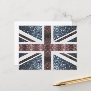 Carte Postale Drapeau rustique britannique rouge bleu étincelles