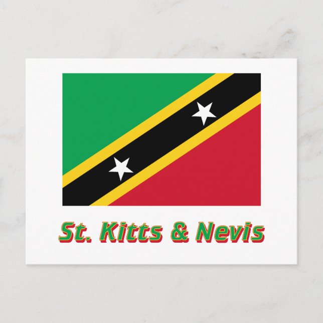 Carte Postale Drapeau Saint-Kitts-et-Nevis avec nom (Devant)