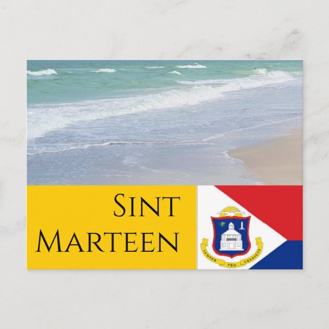 Carte Postale Drapeau Saint-Martin et plages (Devant)