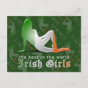 Carte Postale Drapeau Silhouette de fille irlandaise