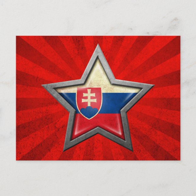 Carte Postale Drapeau slovaque avec rayons lumineux (Devant)