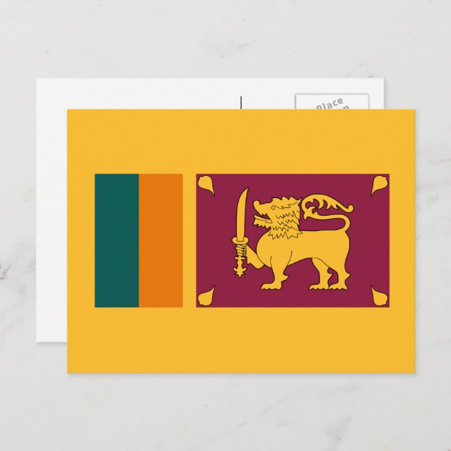 Carte Postale Drapeau Sri Lankais, Drapeau du Sri Lanka (Devant / Derrière)