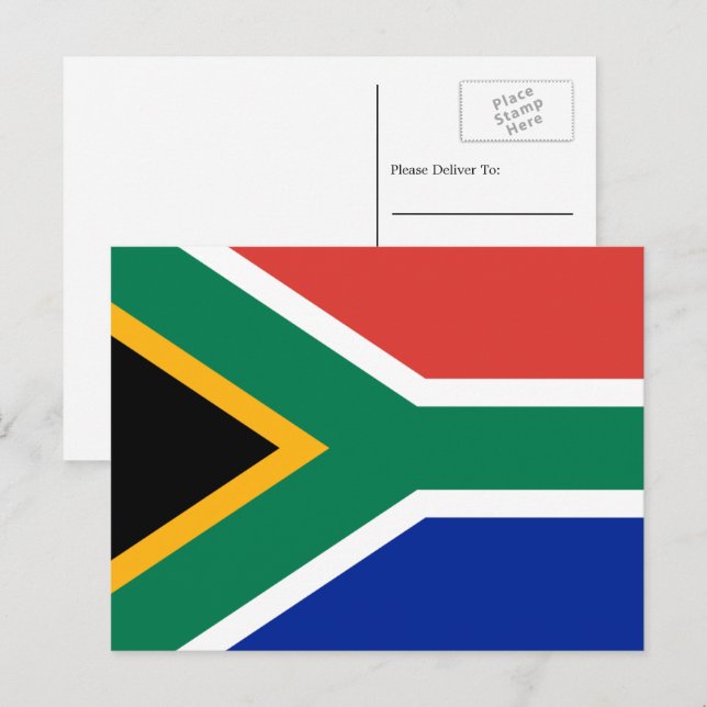 Carte Postale Drapeau sud-africain, Drapeau de l'Afrique du Sud (Devant / Derrière)