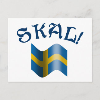 Carte Postale Drapeau suédois Skal Toast de Suède