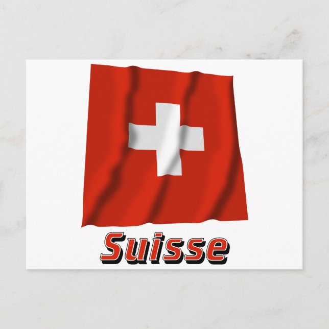 Carte Postale Drapeau Suisse avec le nom français (Devant)