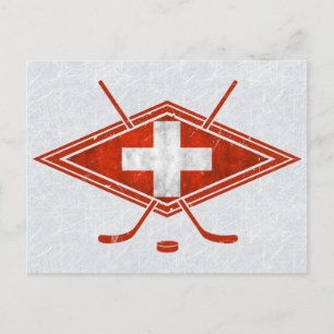 Carte Postale Drapeau suisse de hockey sur glace Suisse