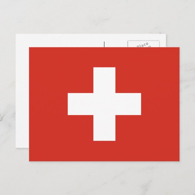 Carte Postale Drapeau suisse, Drapeau suisse (Devant / Derrière)