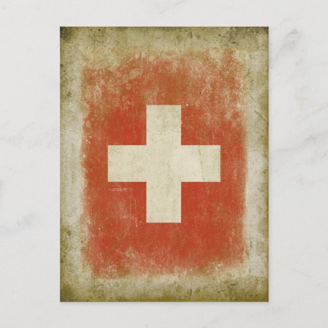 Carte postale Drapeau Suisse en style Vintage Cool (Devant)