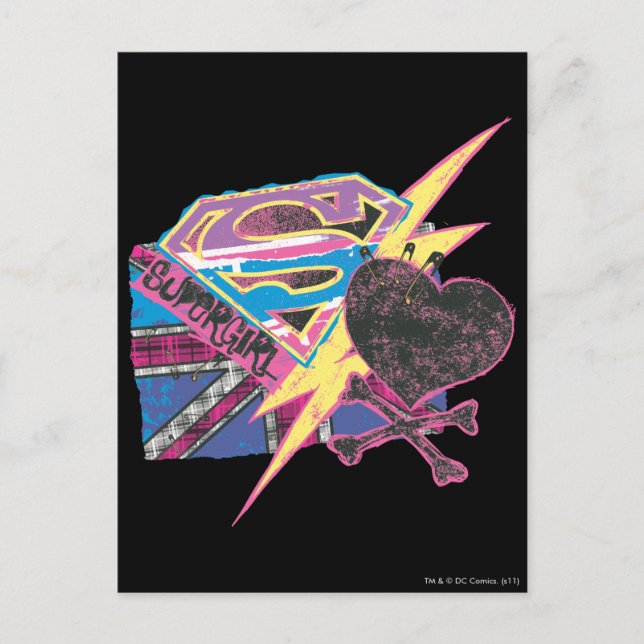 Carte Postale Drapeau supergirl et os croisés (Devant)