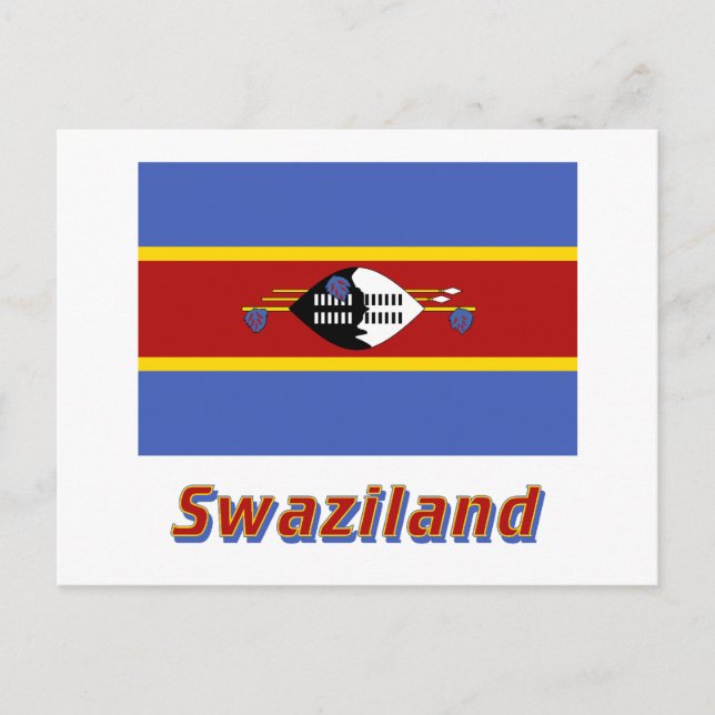 Carte Postale Drapeau Swaziland avec nom (Devant)