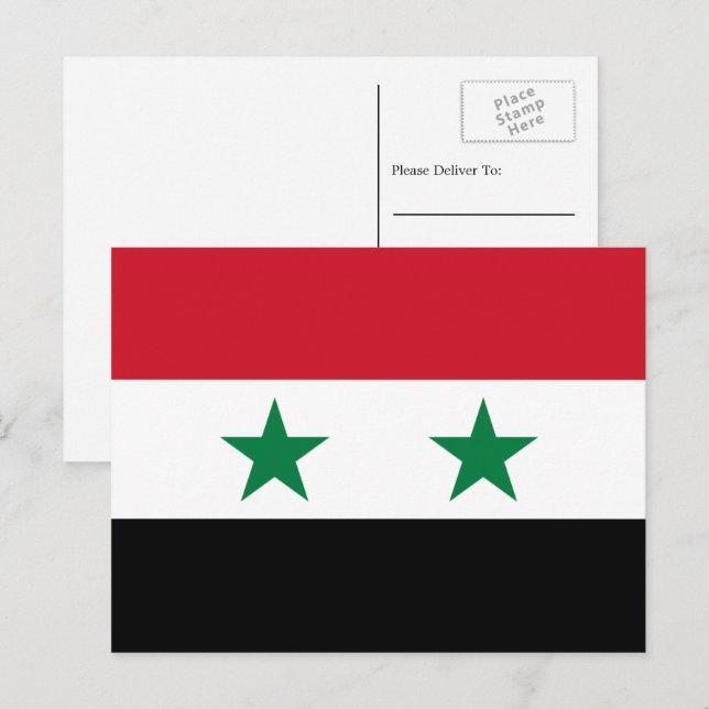 Carte Postale Drapeau syrien, Drapeau de Syrie (Devant / Derrière)