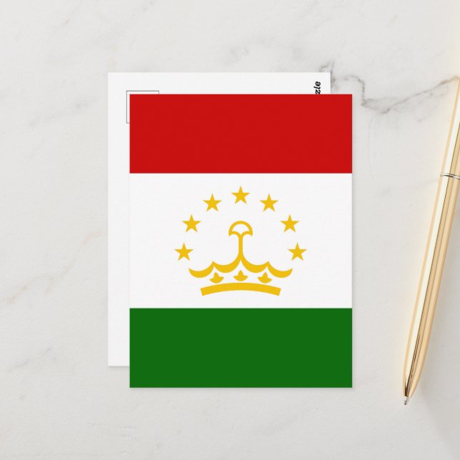 Carte Postale Drapeau Tadjikistan (Devant/Arrière en situation)