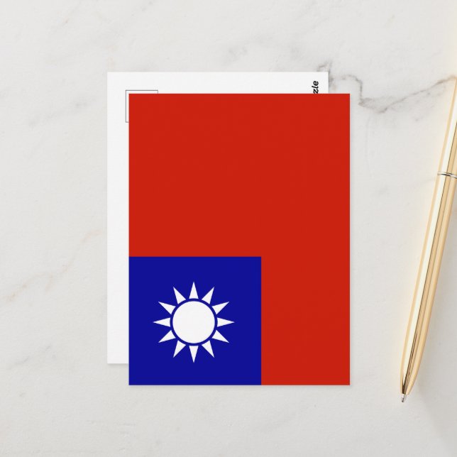 Carte Postale Drapeau taïwanais (Devant/Arrière en situation)