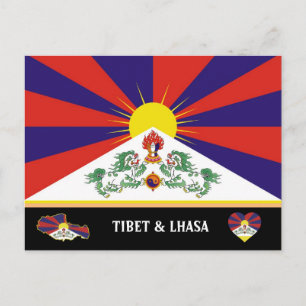 Carte Postale Drapeau tibétain & Voyage de pays himalayen / Tibe