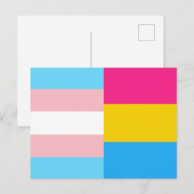 Carte Postale Drapeau Transgenre Pansexual Dual Pride (Devant / Derrière)