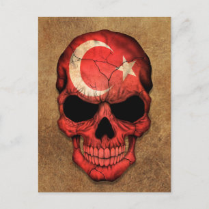 Carte Postale Drapeau turc vieilli et usé