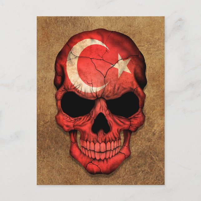 Carte Postale Drapeau turc vieilli et usé (Devant)