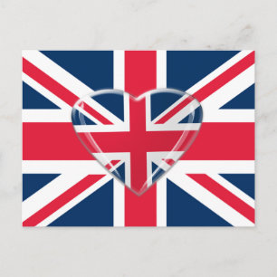 Carte Postale Drapeau Union Jack avec conception cardiaque