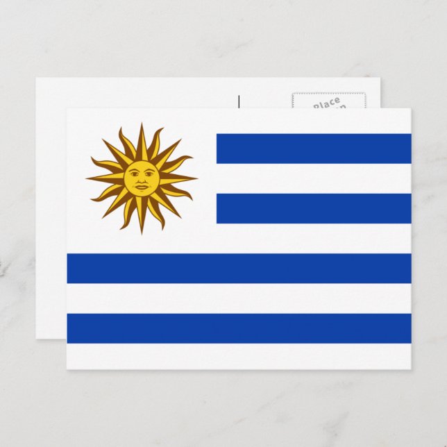 Carte Postale Drapeau uruguayen, Drapeau de l'Uruguay (Devant / Derrière)