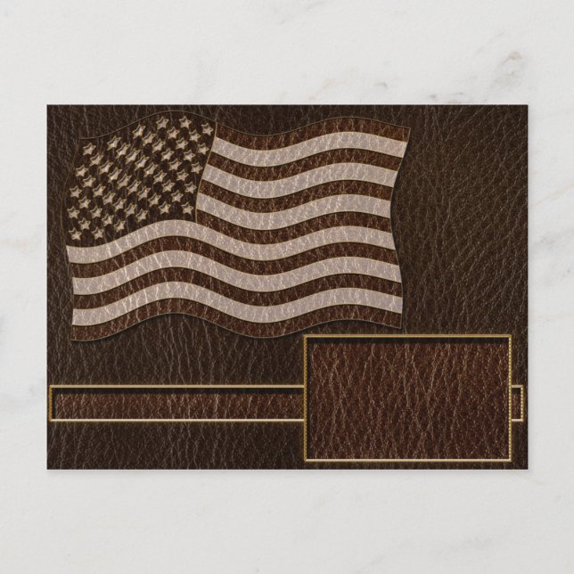 Carte Postale Drapeau USA aspect cuir foncé (Devant)
