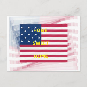 Carte Postale Drapeau USA "Home Sweet Home" Art Imprimer