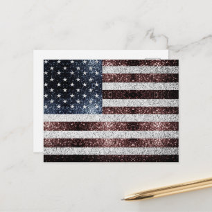 Carte Postale Drapeau USA rustique rouge blanc bleu étincelles 4