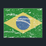 Carte Postale Drapeau vintage Brésil<br><div class="desc">T-shirts vintages et cadeaux Vintages</div>