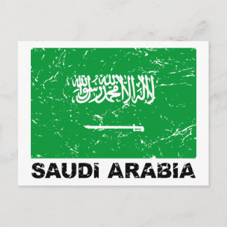 Carte Postale Drapeau Vintage d'Arabie Saoudite