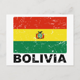 Carte Postale Drapeau Vintage de Bolivie