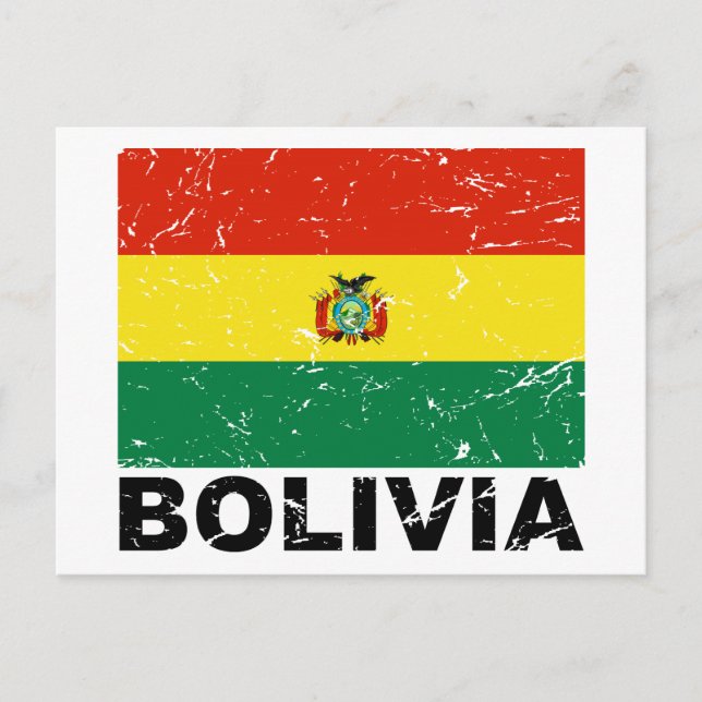 Carte Postale Drapeau Vintage de Bolivie (Devant)