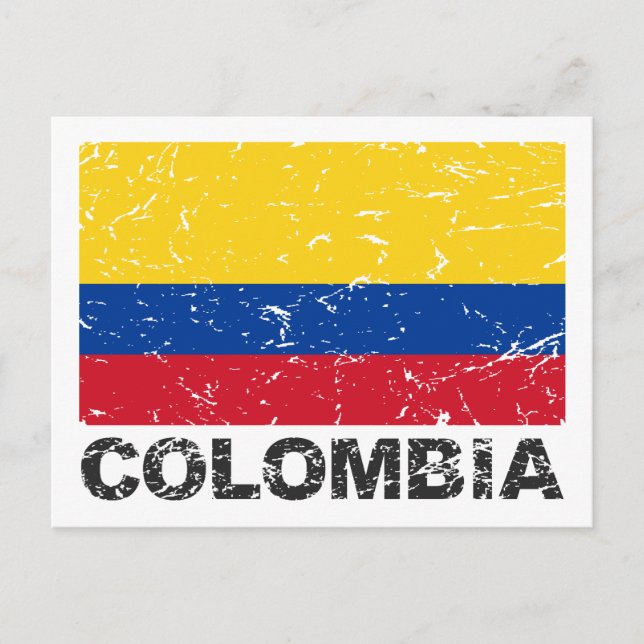 Carte Postale Drapeau Vintage de Colombie (Devant)
