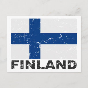 Carte Postale Drapeau Vintage de Finlande
