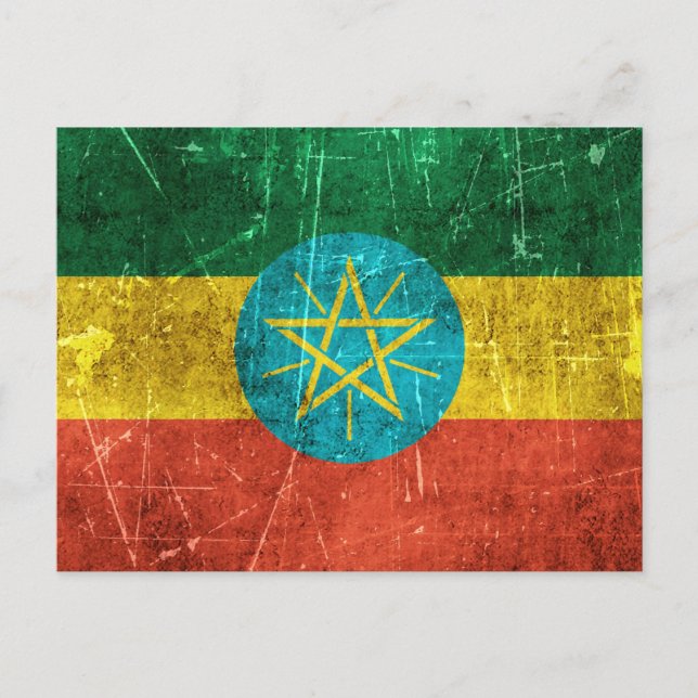Carte Postale Drapeau vintage de l'Ethiopie (Devant)