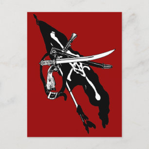 Carte Postale Drapeau vintage de Pirates, os croisés du crâne Jo