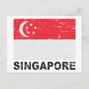 Carte Postale Drapeau Vintage de Singapour